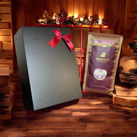 1kg 88% Arabica – 12% Robusta szemes kávé fekete, exkluzív díszdobozban, mágneszárral